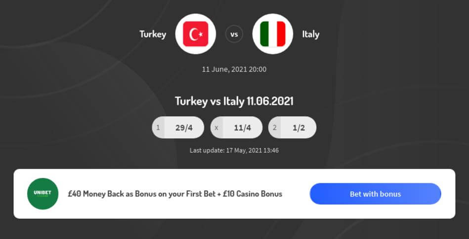 Italy vs Turkey Betting Odds