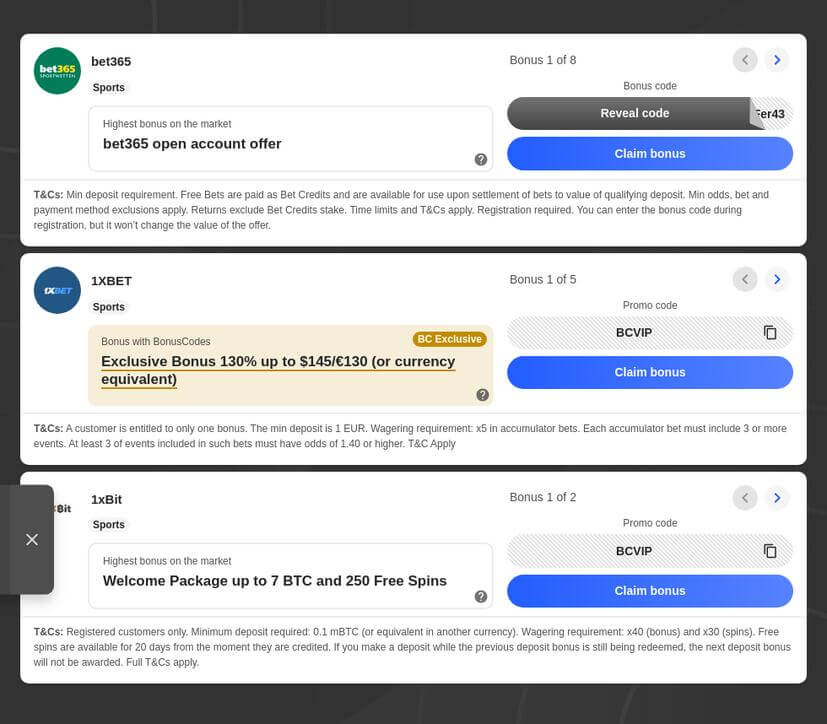 Bonus Codes for Casinos and Bookmakers in South Africa