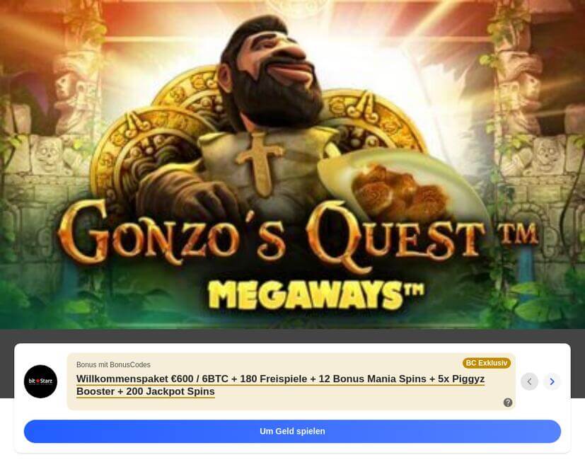 Gonzo's Quest Megaways Freispiele ohne Einzahlung