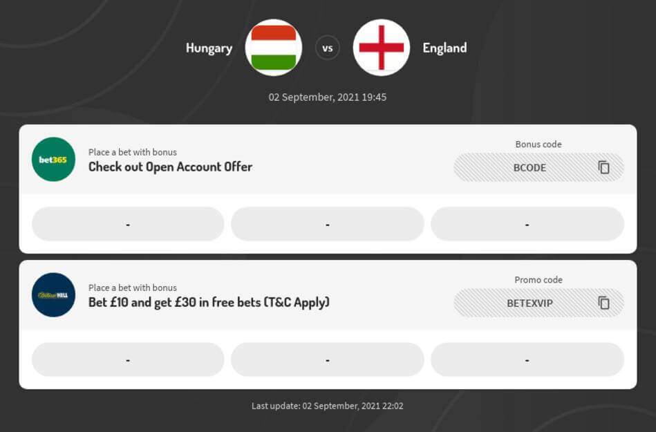 England vs Hungary Betting Odds