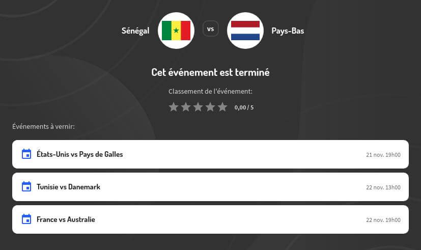 Cotes Sénégal – Pays-Bas