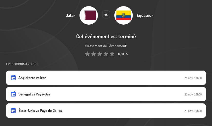 Cotes Qatar – Equateur