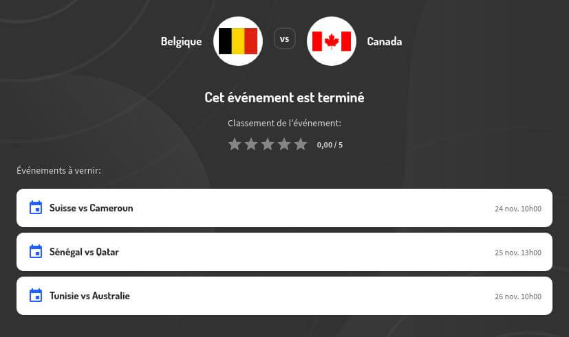 Cotes Belgique - Canada