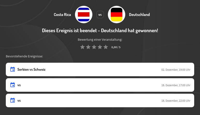 Deutschland - Costa Rica Wettquoten