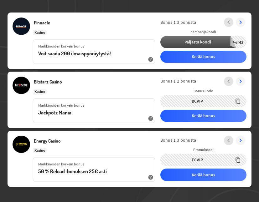 Parhaat casinobonukset