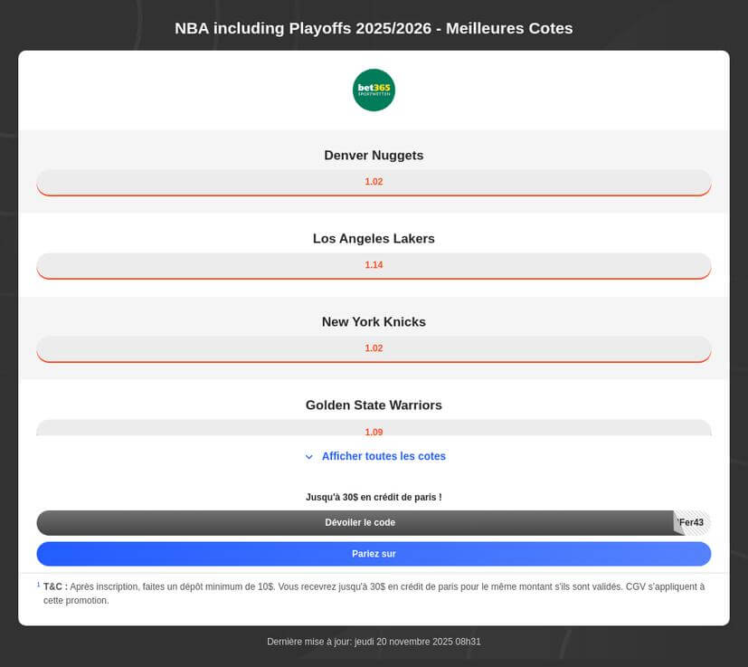 Les 5 Meilleurs sites pour parier NBA en ligne