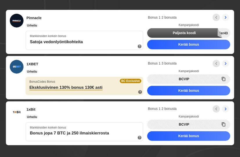 Parhaat talletusbonukset