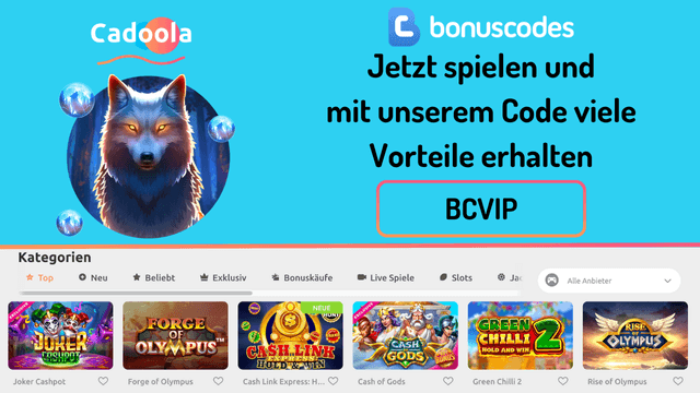 Mit unserem exklusiven Promo Code bei Cadoola Anmelden.