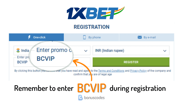 1xbet promo code registration india