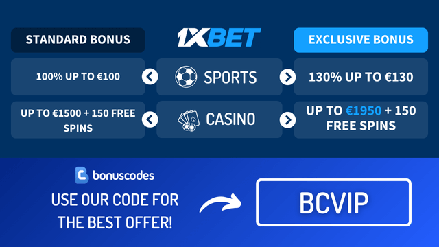 1xbet exclusive welcome bonus code