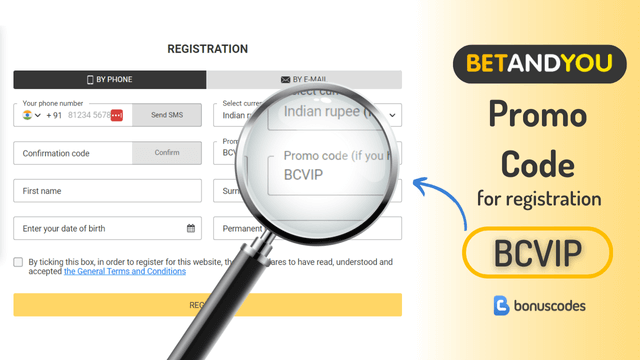 bet and you registration code bonus