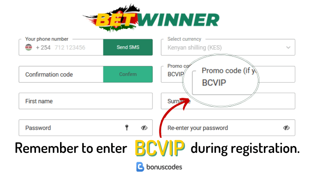 betwinner kenya registration bonus code