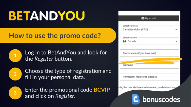 bet and you registration code bonus