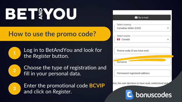 bet and you registration code bonus