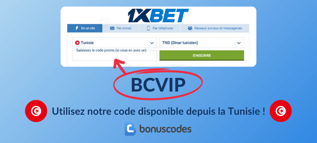 code d'enregistrement 1XBET Tunisie 