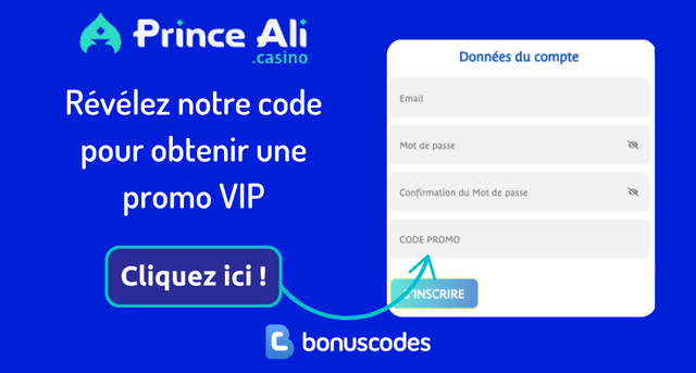 code bonus inscription Prince Ali casino