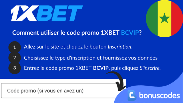 s'inscrire sur 1xbet sénégal avec le bonus