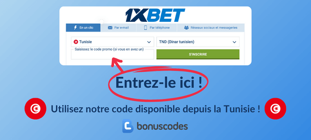 code d'enregistrement 1XBET Tunisie 