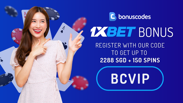 1xbet promo code for Singapore welcome bonus