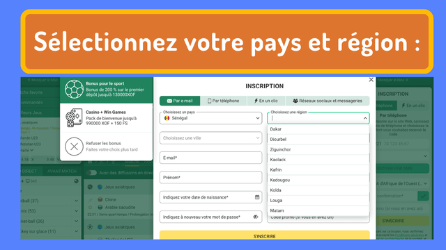 code promo betwinner SN s'inscire