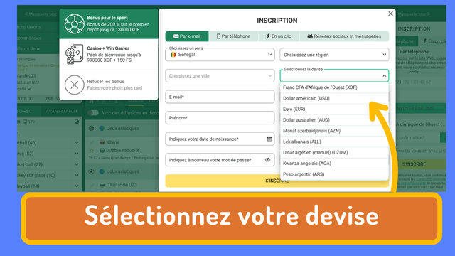 code bonus Betwinner Senegal s'enregistrer