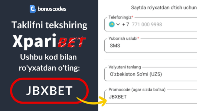 xparibet promokod royxatdan